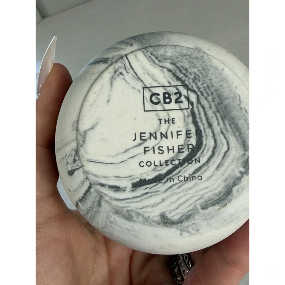CB2 Swirl Black & White Mini Bowl Side Sauce Cup By Jennifer Fisher Marble Look